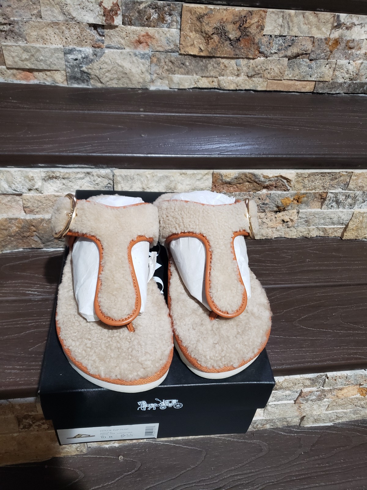 Coach Hollie Shearling Flip Flops