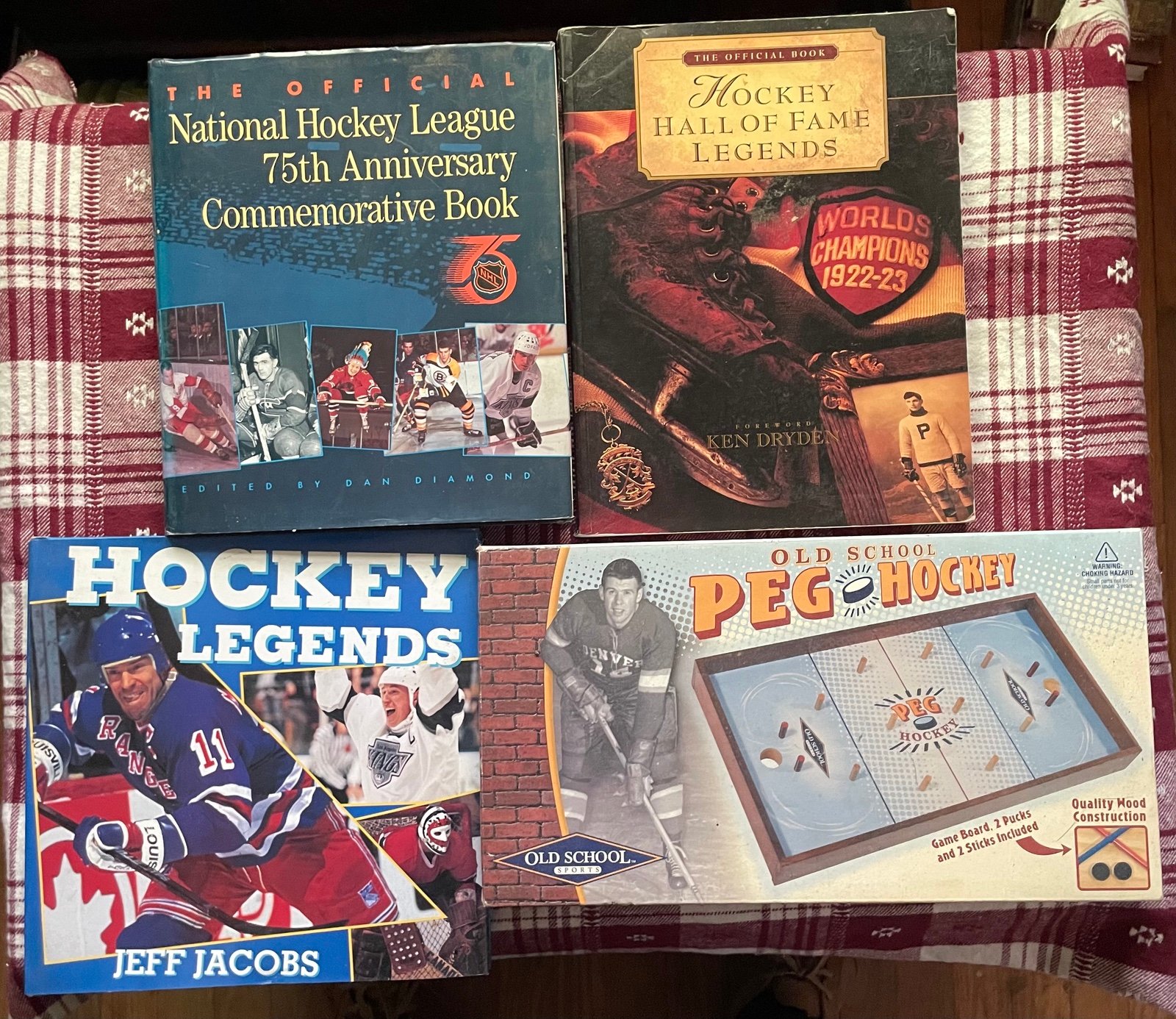 Hockey History Books and old school Peg Hockey board game