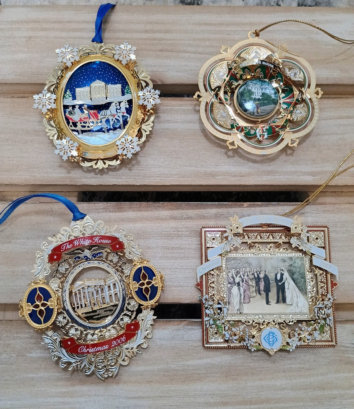 Vintage White House Ornaments set of 4