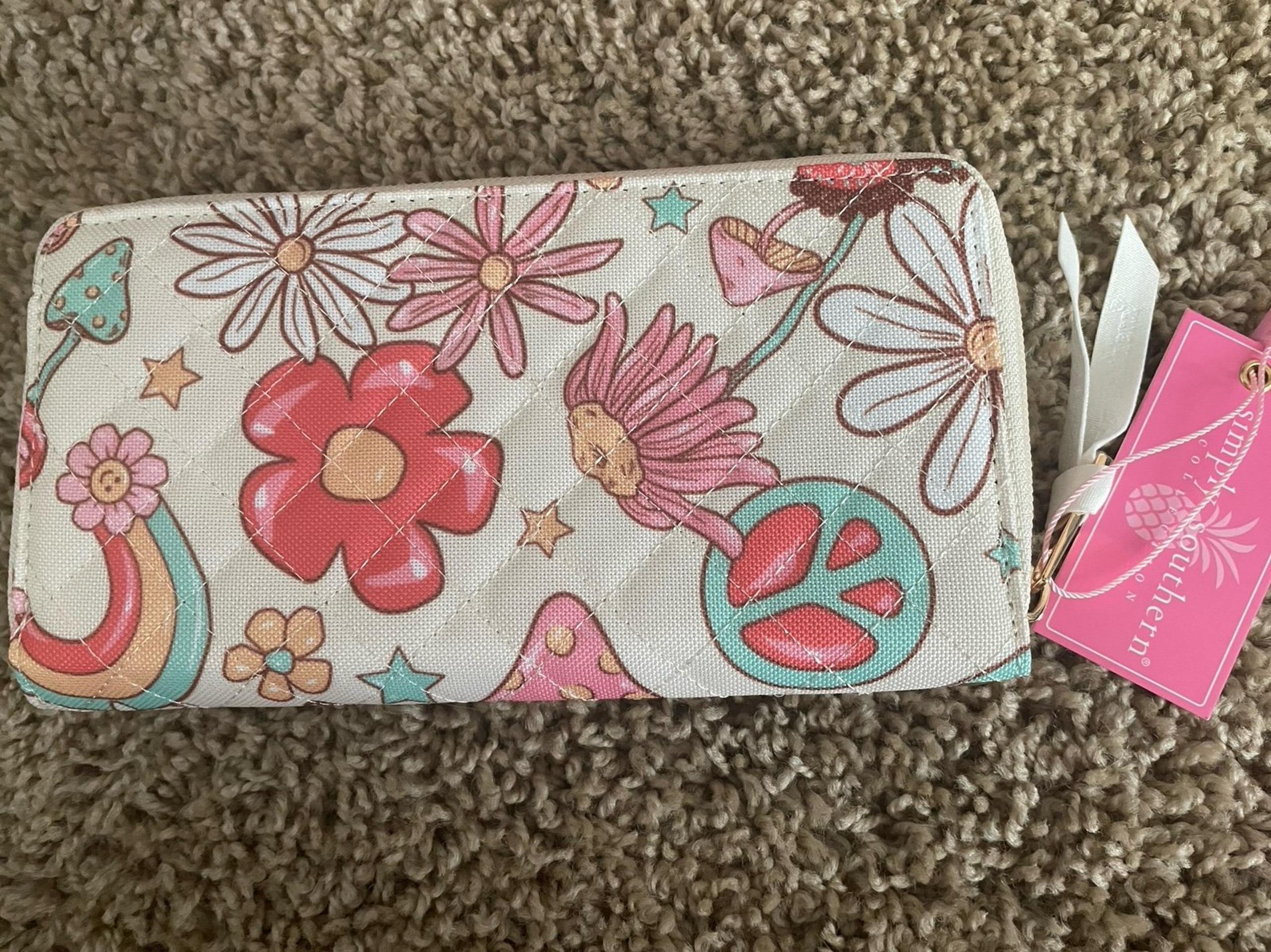 Simply Southern Womens Zip Around Wallet Nylon *Butterfly & Floral * Wristlet