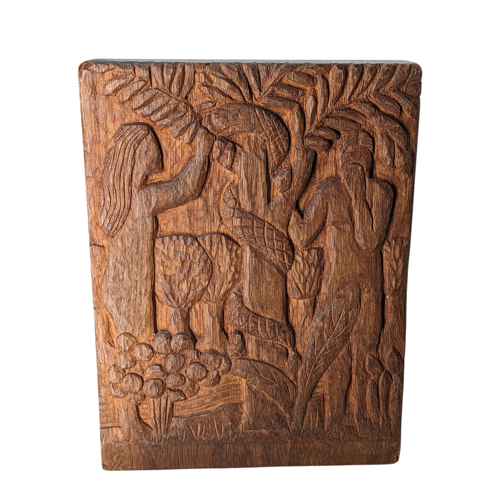 Unique Vintage Mid Century Hand Carved Wooden ADAM & EVE Before & After BOOKENDS