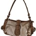 Kathy Van Zeeland Vintage Y2K EUC Champagne & Brown Purse w/ Keychain and Studs