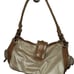 Kathy Van Zeeland Vintage Y2K EUC Champagne & Brown Purse w/ Keychain and Studs