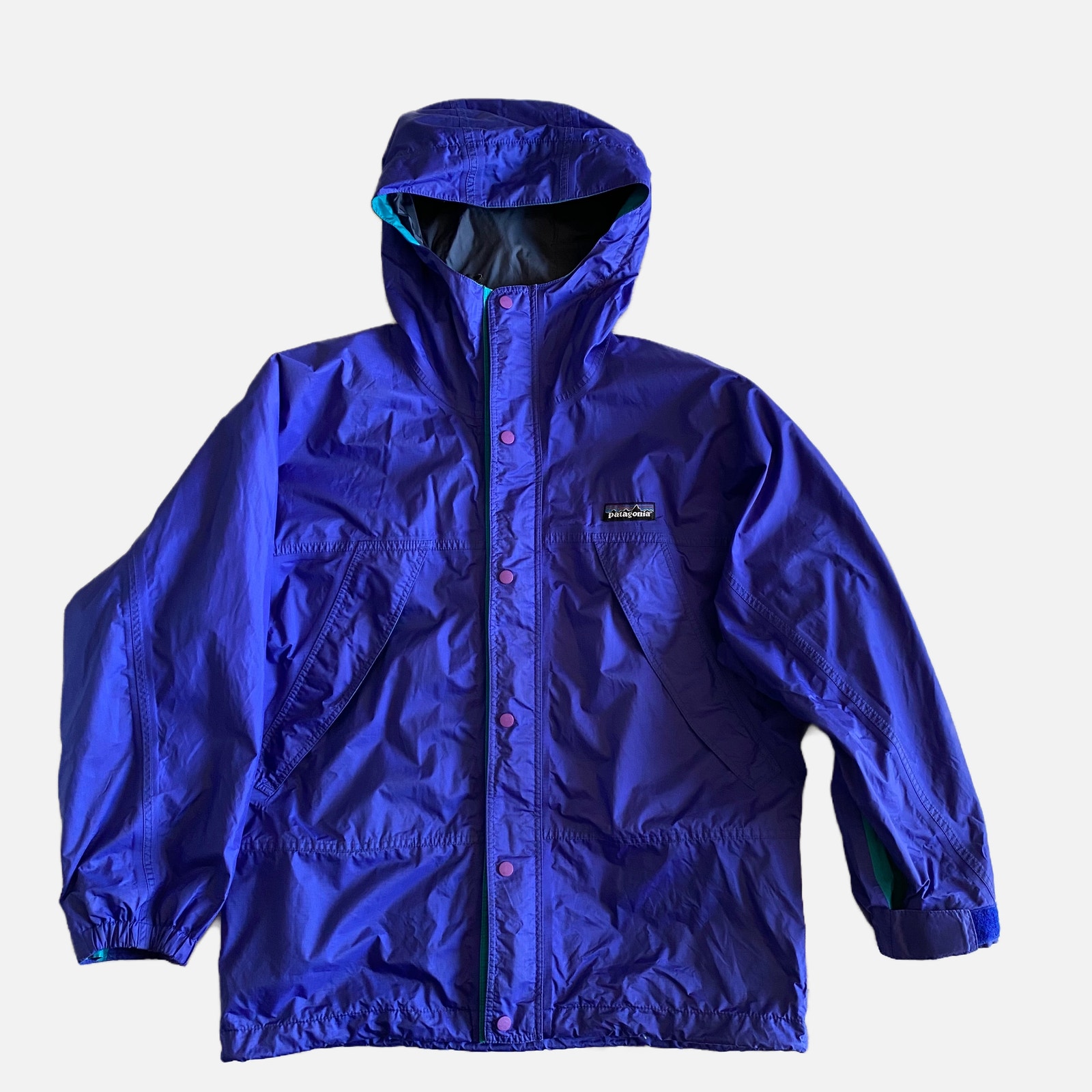 Patagonia Vintage Windbreaker, Purple with Green, Youth Size 12-14