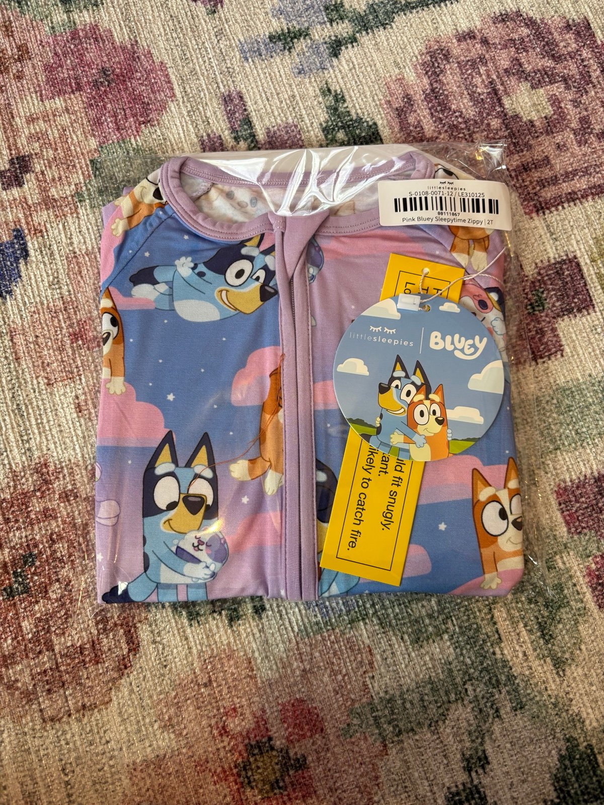 Little Sleepies Pink Bluey Zippy NIB