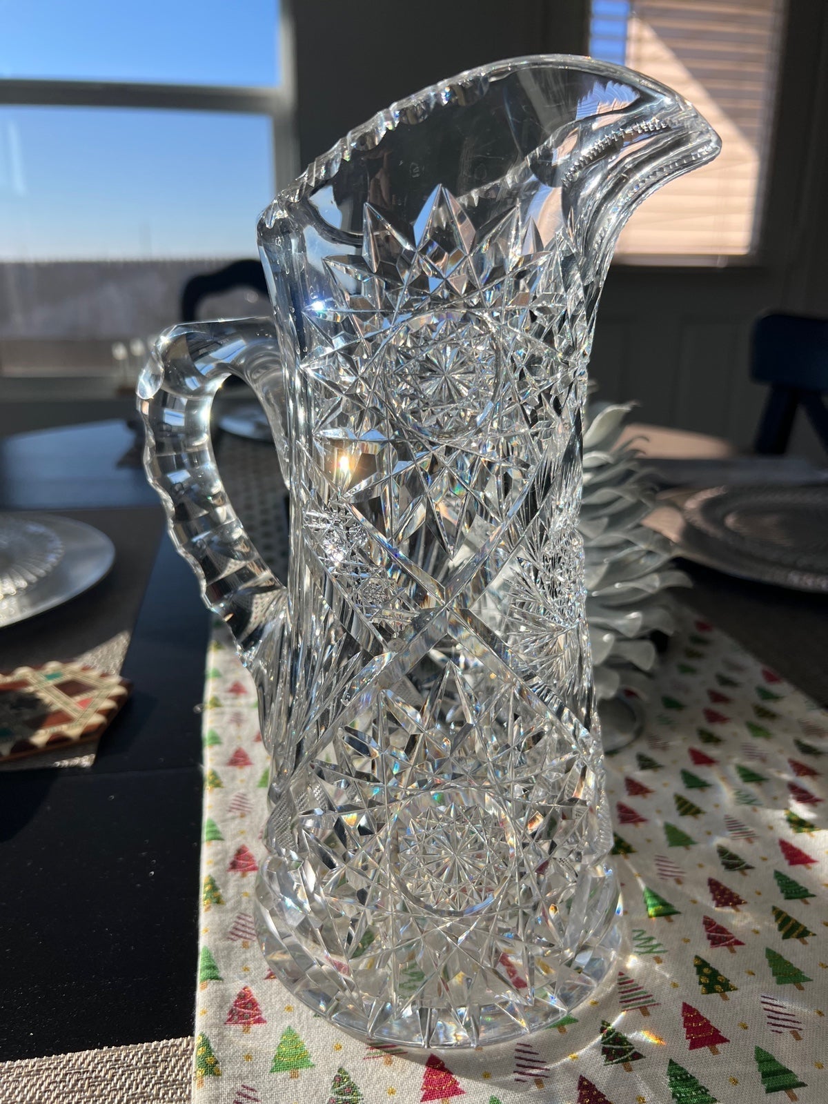 Antique ABP American Brilliant Cut Clear Crystal Jug Carafe Pitcher 10.5