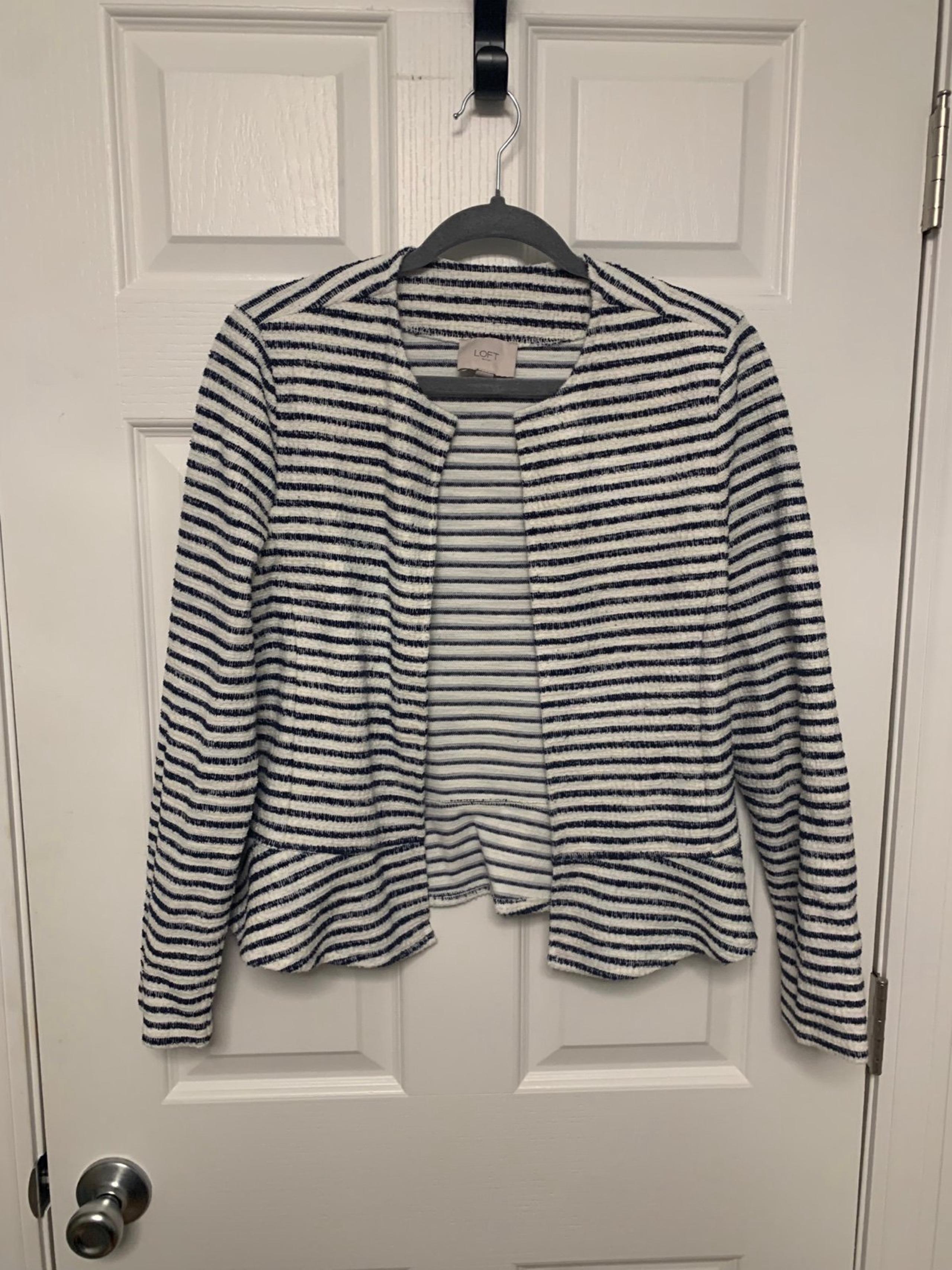 LOFT Outlet Navy and White Striped Blazer small