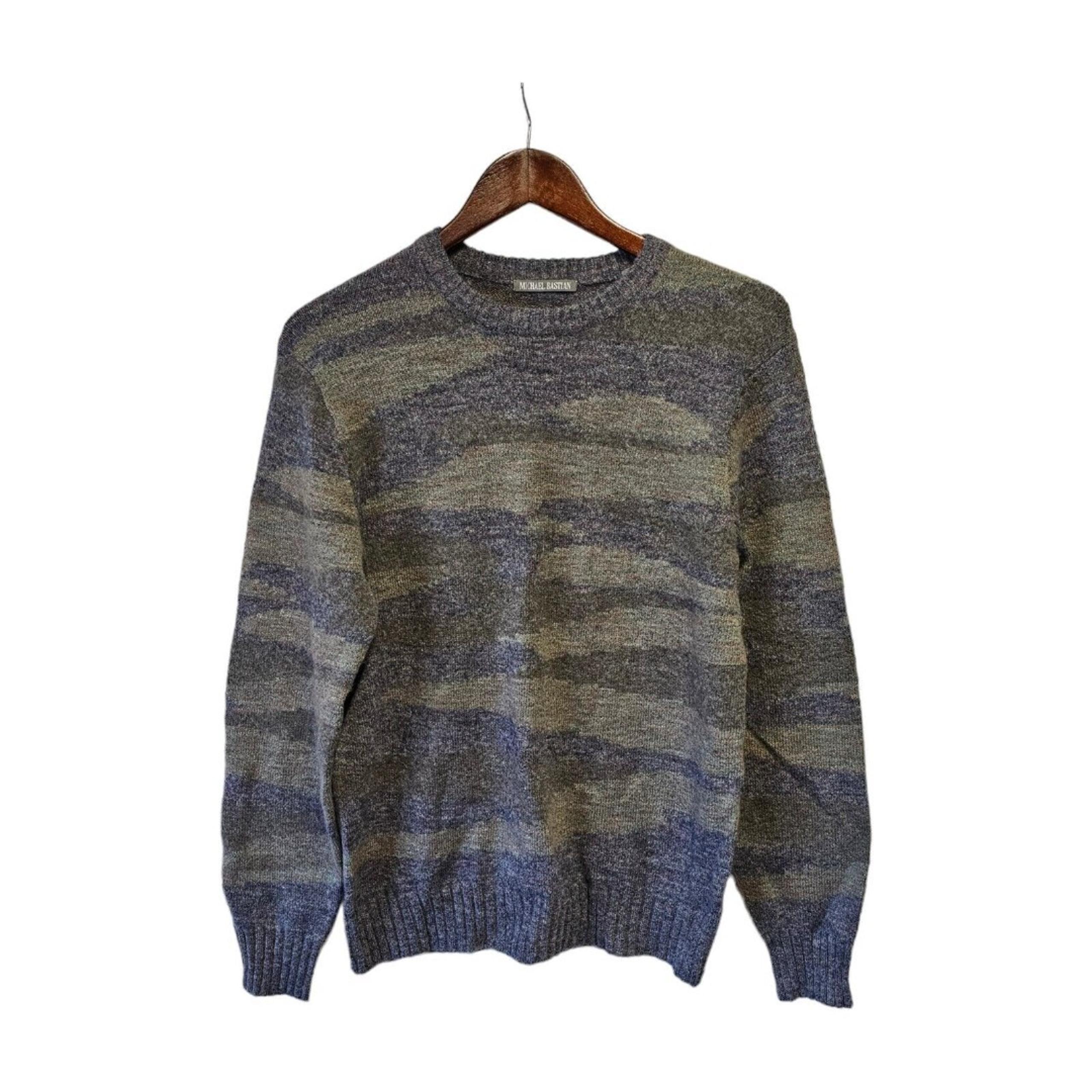 MICHAEL BASTIAN Sweater  Wool Blend Gray Purple Soft SMALL