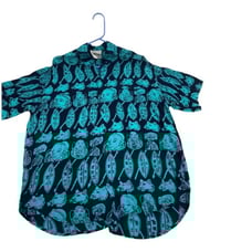 Tribal Hawaiian Shirt Mens XL Whats Happening Primitive Art Rayon
