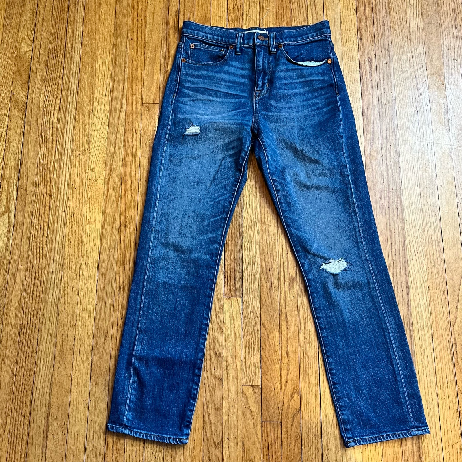 Madewell Jeans Womens 25 Straight Crop Blue Whisker Denim
