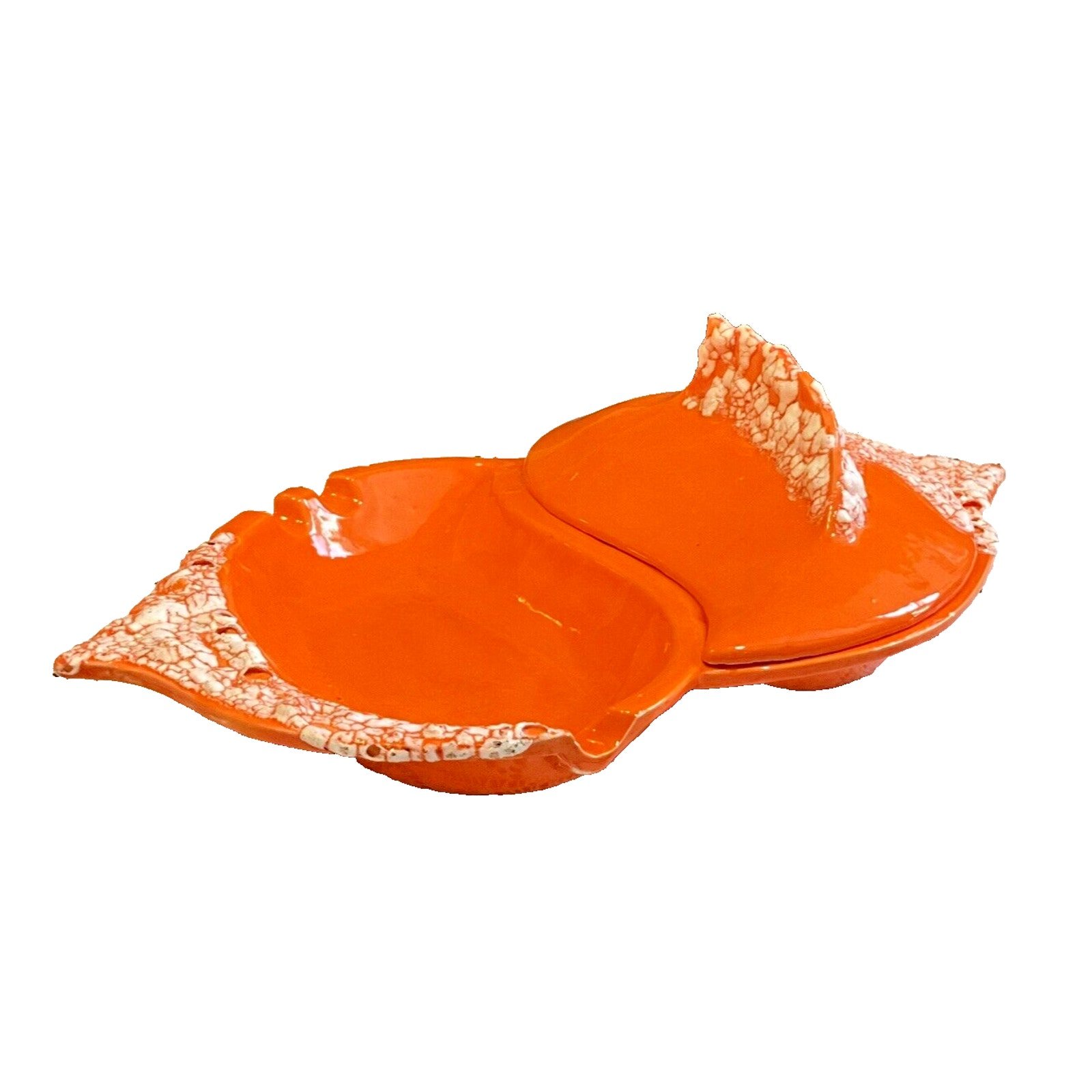 California Pottery Ashtray w lid tomic bold orange signed Gilner Mid Century