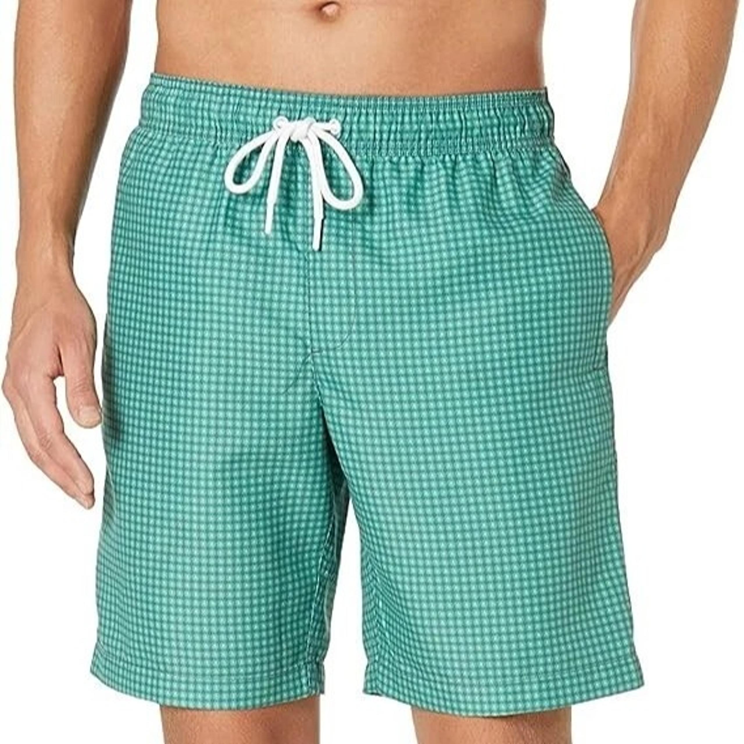 Amazon Essentials Men's 9" Relaxed-Fit Quick-Dry Swim Trunk Teal Blue Medium