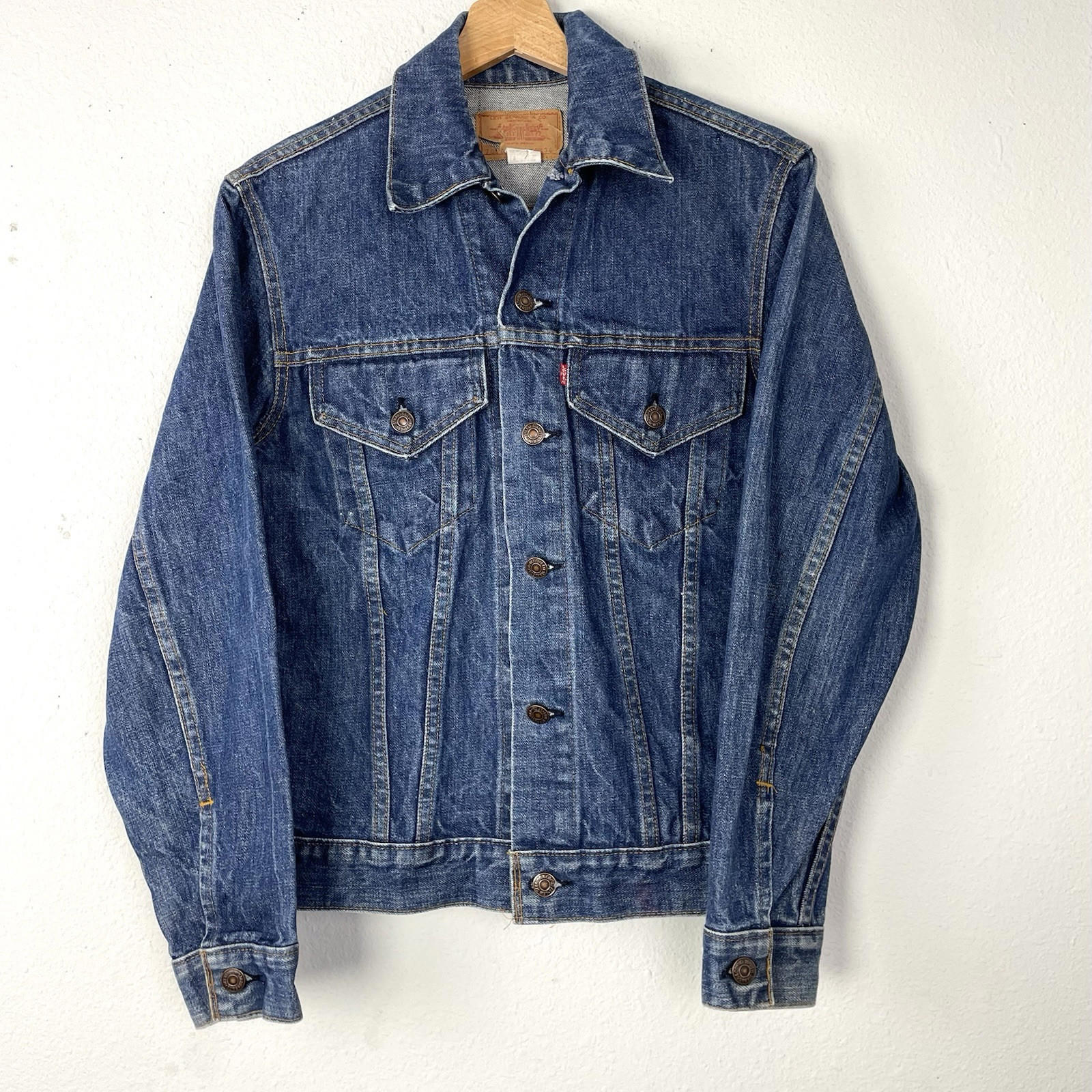 Vintage 70s Levis 70505-0217 Type 3 Small E Denim Jean Jacket Blue USA Size 34