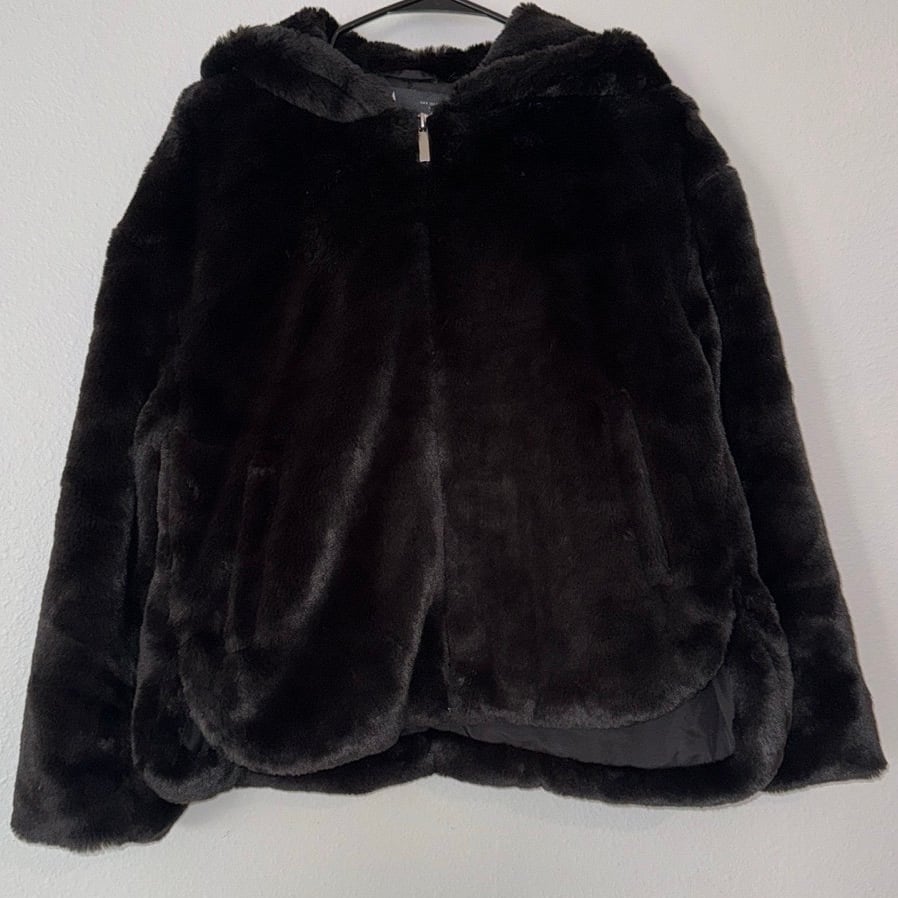 Zara Faux Fur Zip Up Hooded Jacket