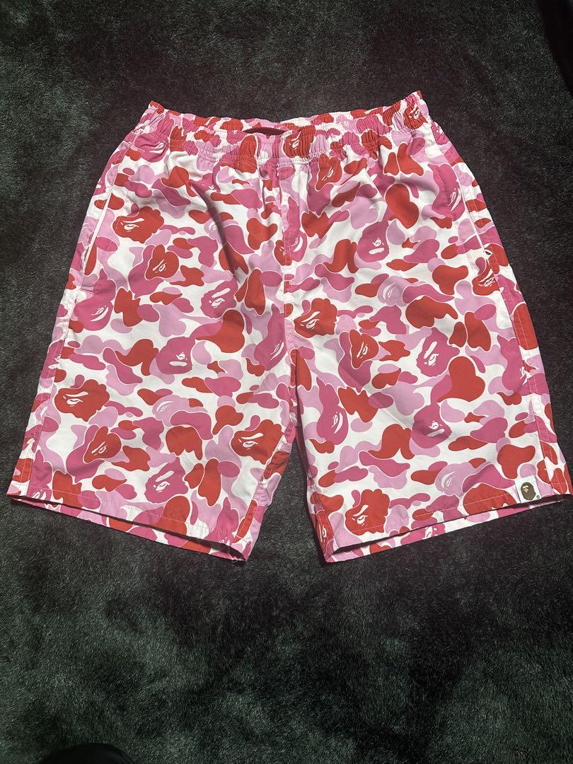 BAPE fire camo pink sweat shorts flame A Bathing Ape Size XL