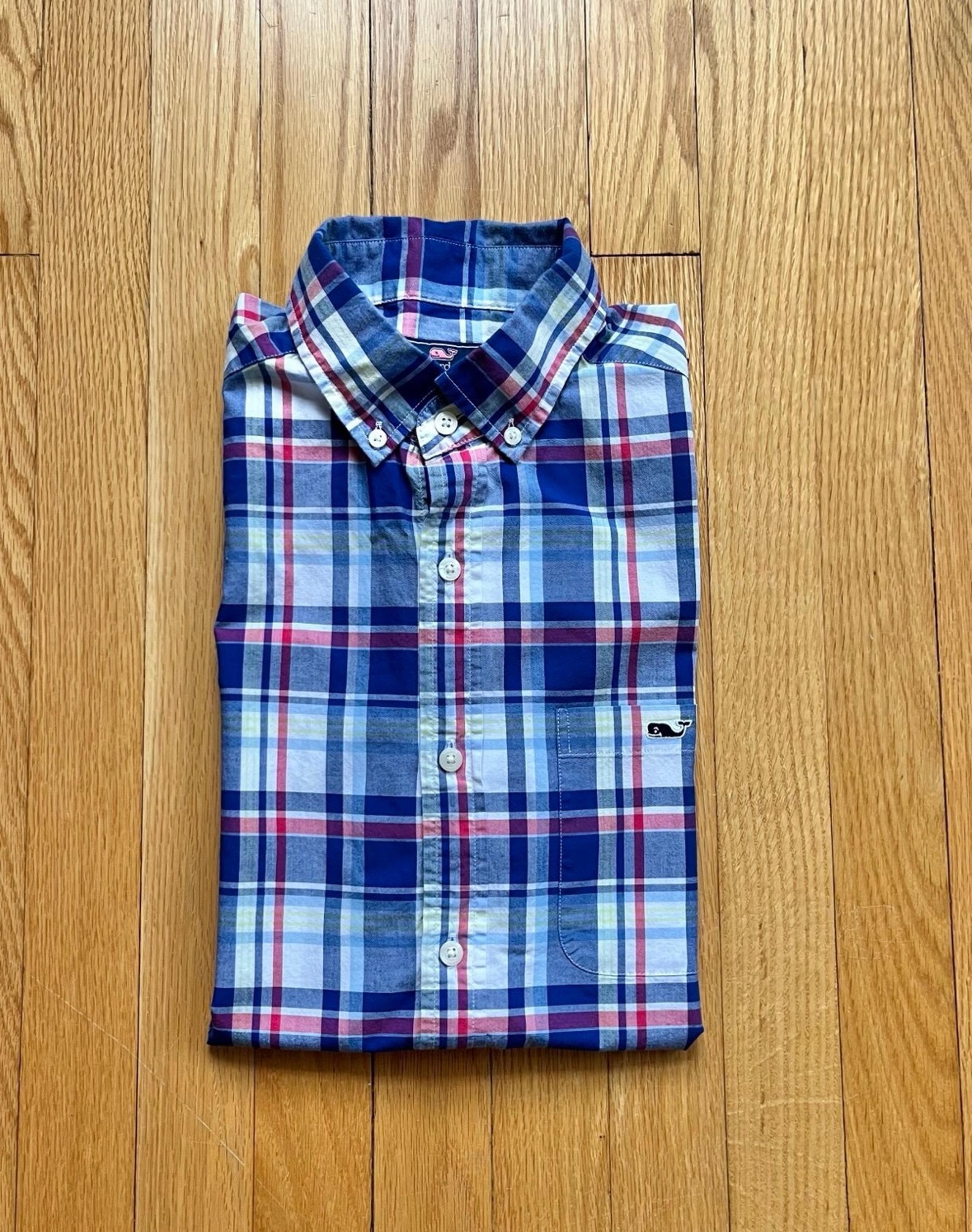 Vineyard Vines Men’s Short Sleeve Tucker Shirt Classic Fit Small Blue Red Plaid