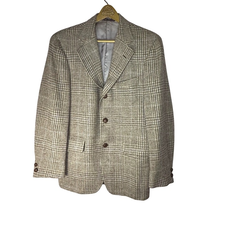 VTG JoS. A. Bank Clothiers Tweed Men's Blazer Coat 36S Tan Beige Blue