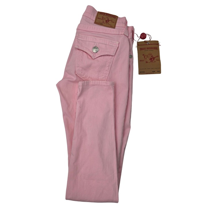 True Religion Baby Pink Misty Super Skinny Jeans Size 26 NWT Made In USA