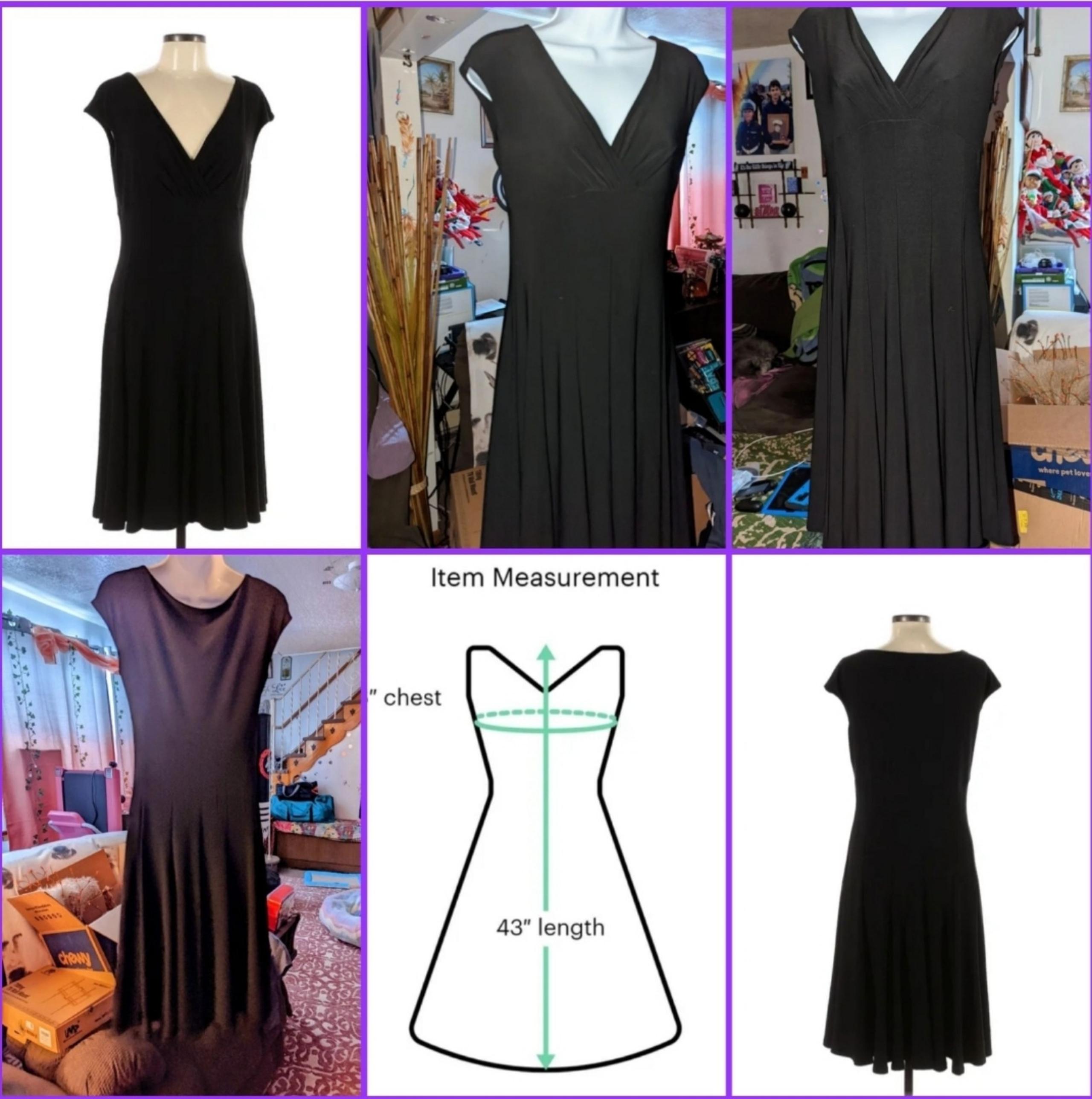 "American Living Dress" Solid Black sleeveless fitted with flare cocktail dress.
