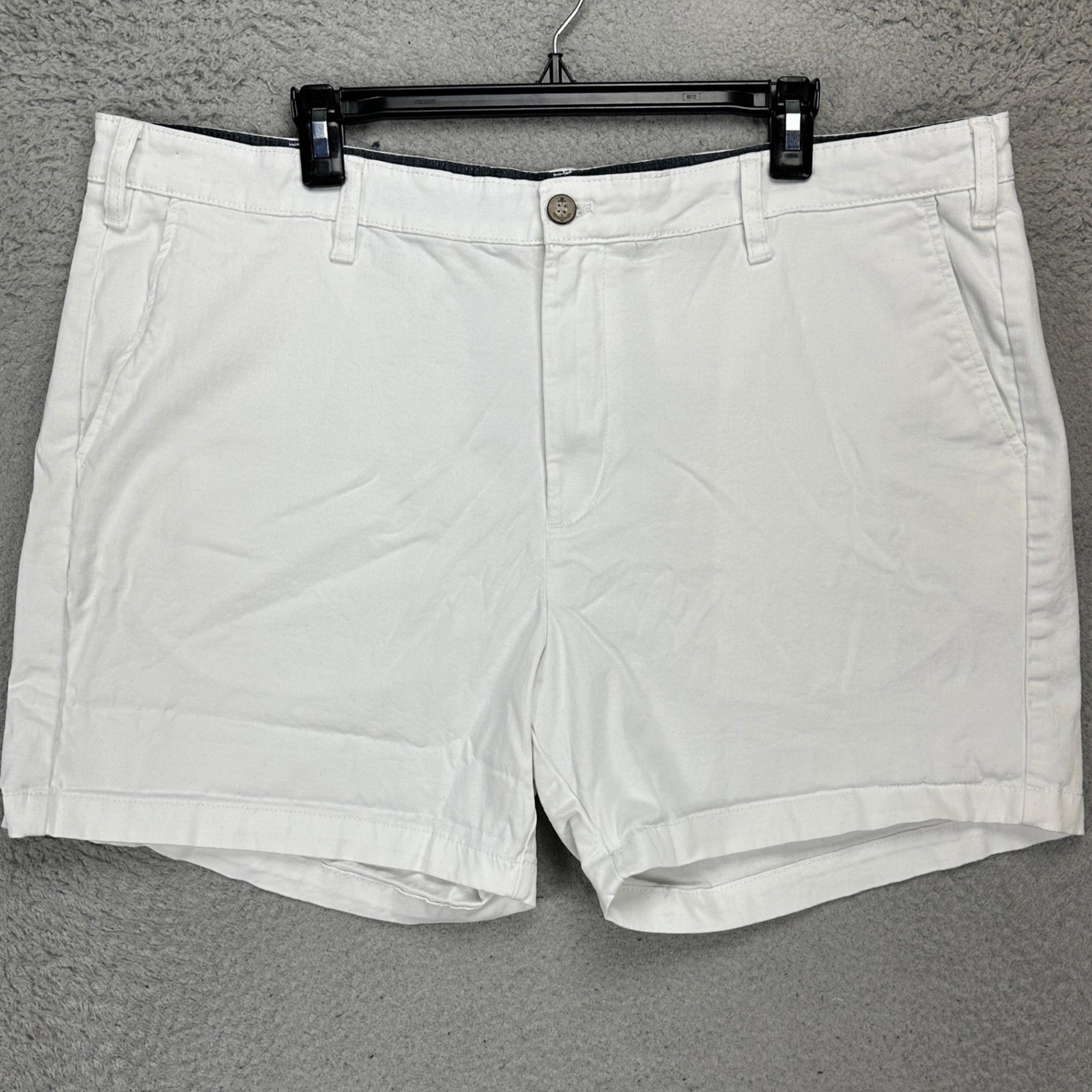 Nautica Flex Khaki Shorts Mens 40 White Classic Fit Flat Front Casual Stretch