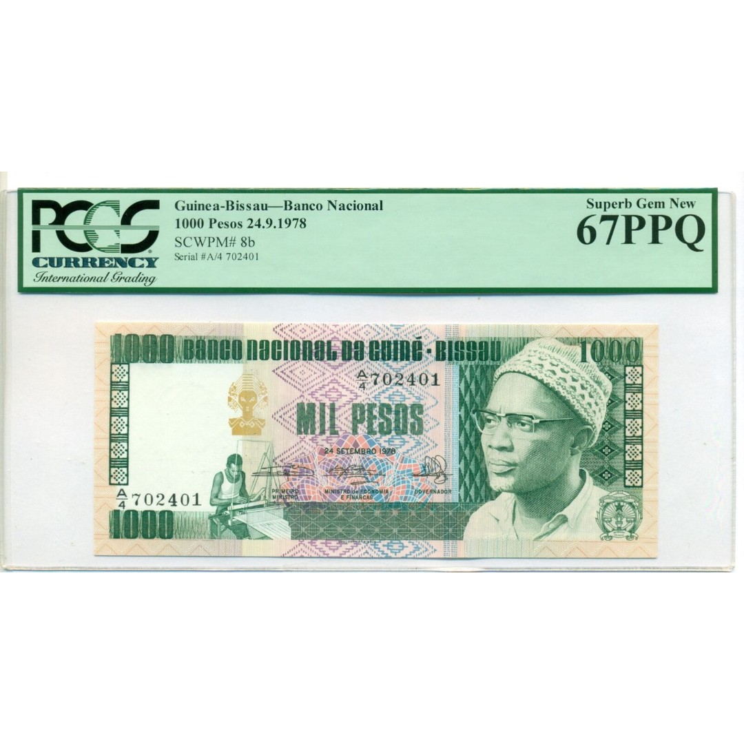 Guinea-Bissau 1978 1000 Pesos Bank Note Superb Gem New 67 PPQ PCGS Currency
