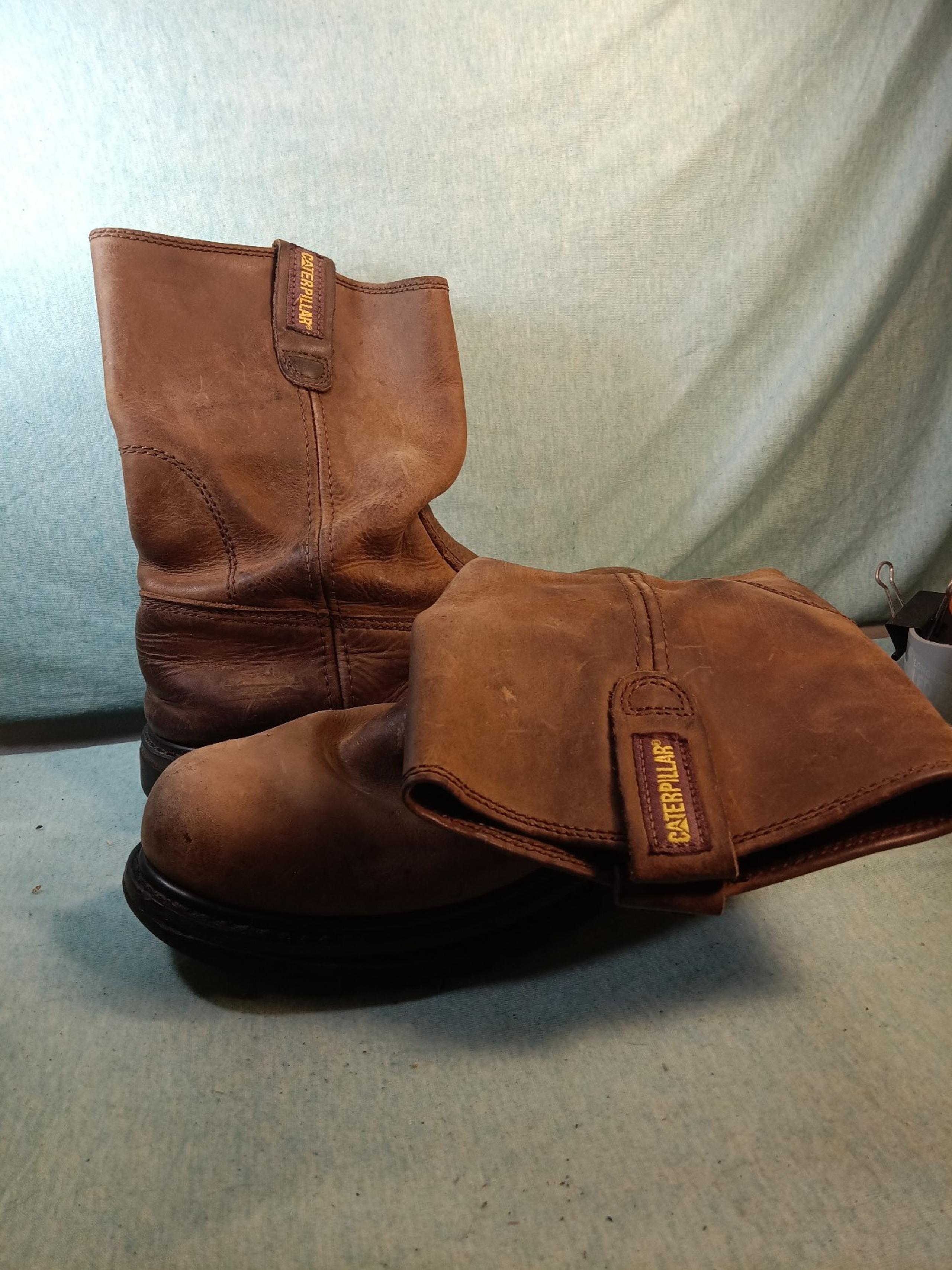 Caterpillar Men’s Steel Toe Boots Brown Leather Pull On Size 7 P89516
