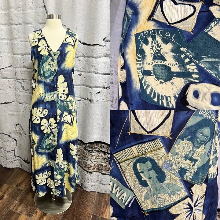 Vintage Jams World M Hospitality Hawaiian Dress Portrait Paradise Cruise Pinup