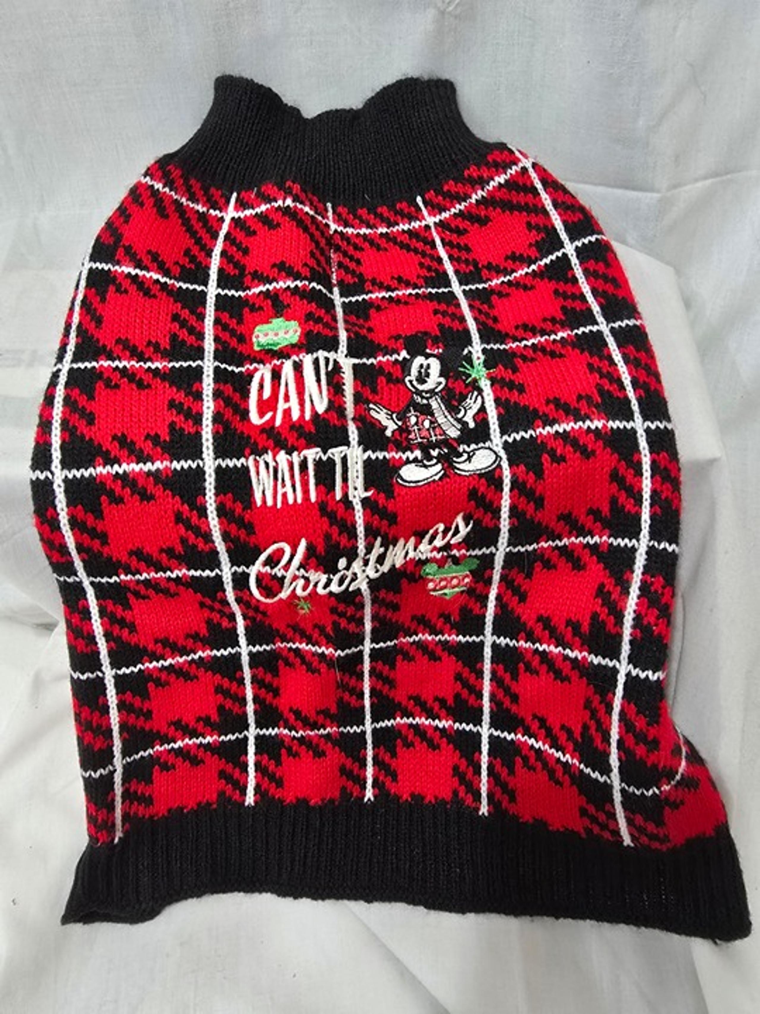 Disney Mickey Mouse Can't Wait Til Christmas Dog Sweater, Size Small, Red *NEW*