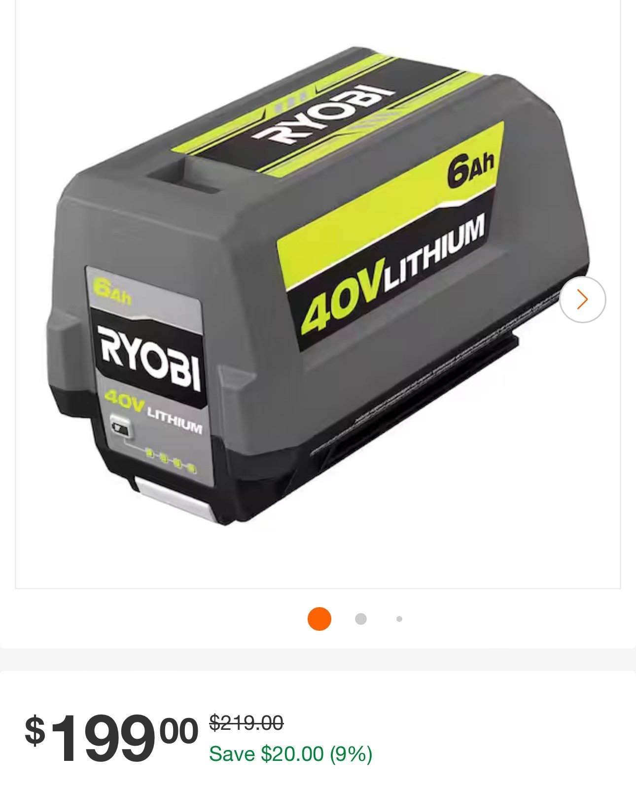 40-Volt 6.0 Ah High Capacity Lithium-Ion Battery