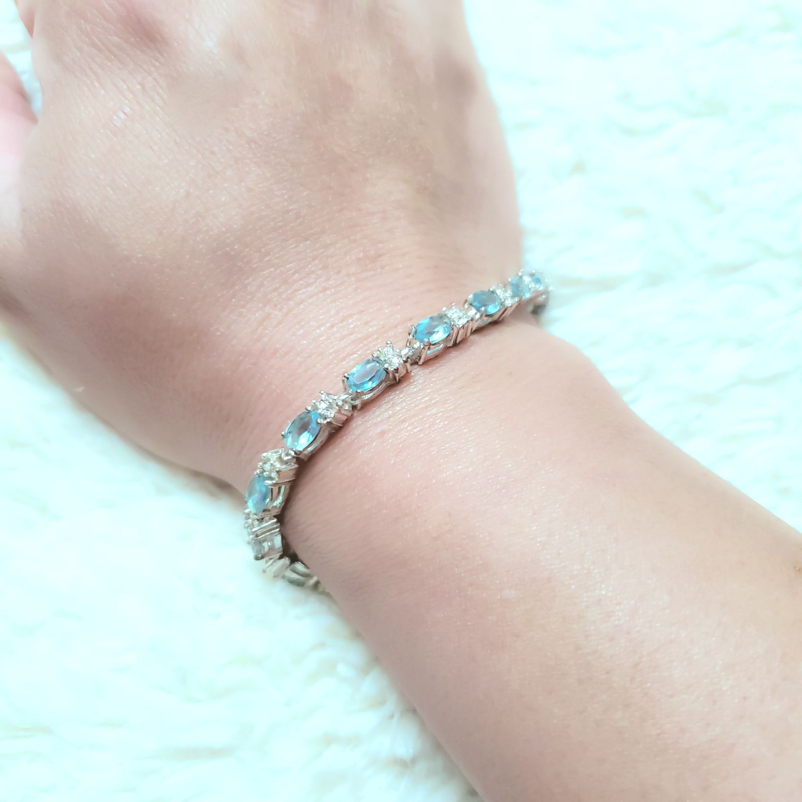 Vintage Blue Topaz Tennis Bracelet