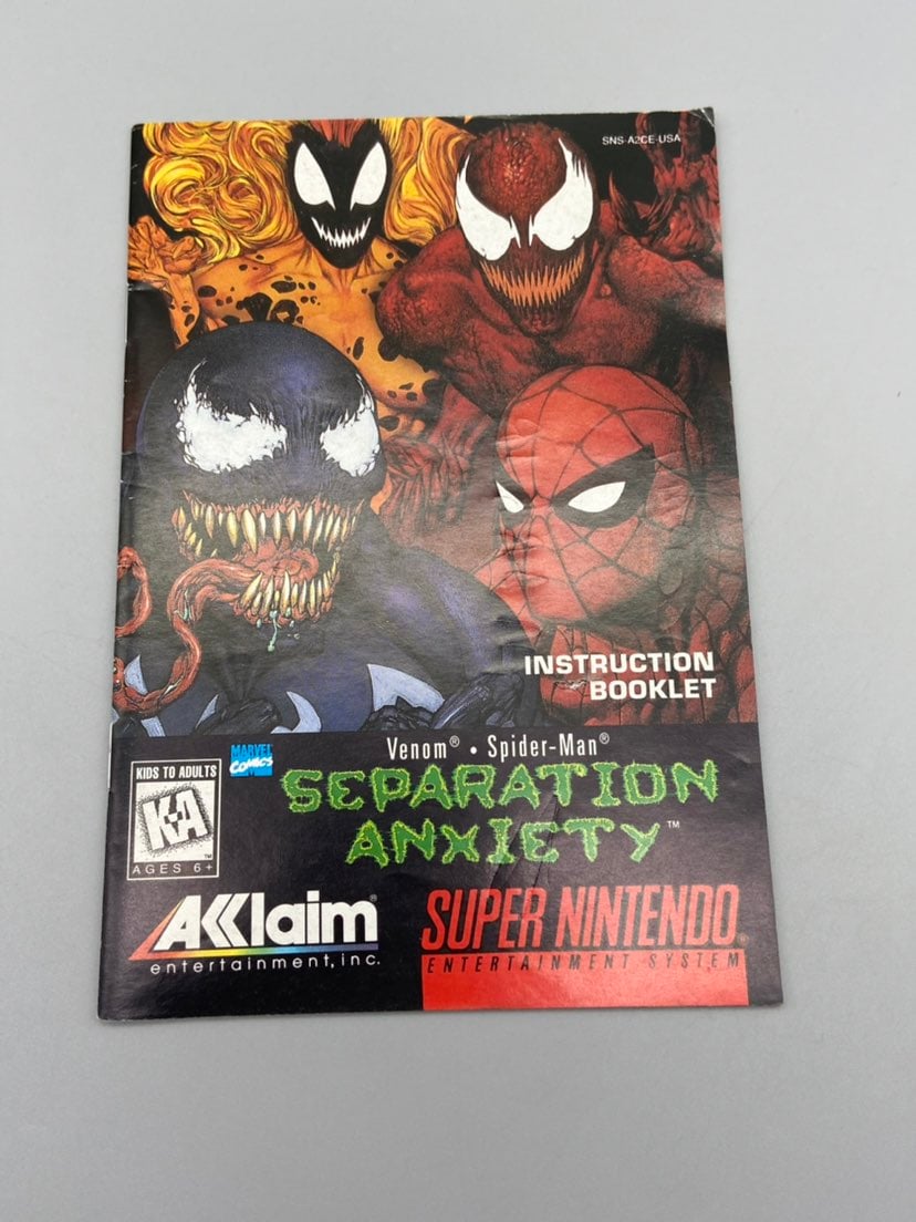 Super Nintendo SNES Manual Only Separation Anxiety