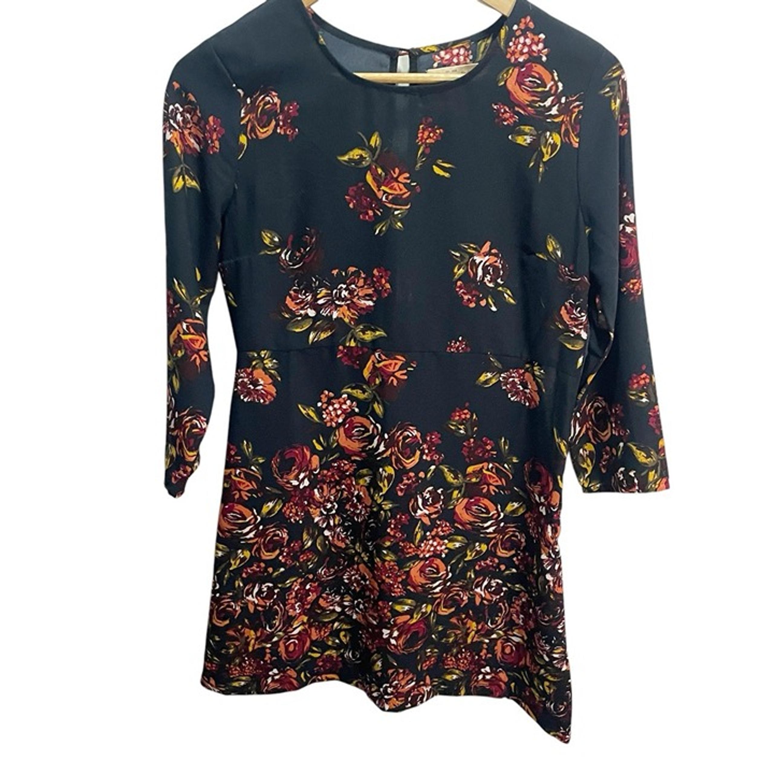 Abercrombie & Fitch Womens Dress Sz S Black Floral Long Sleeve Mini