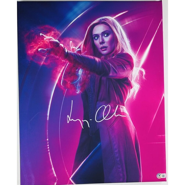 ELIZABETH OLSEN SIGNED 16X20 STRETCHED CANVAS SCARLET WITCH THE AVENGERS BAS 038
