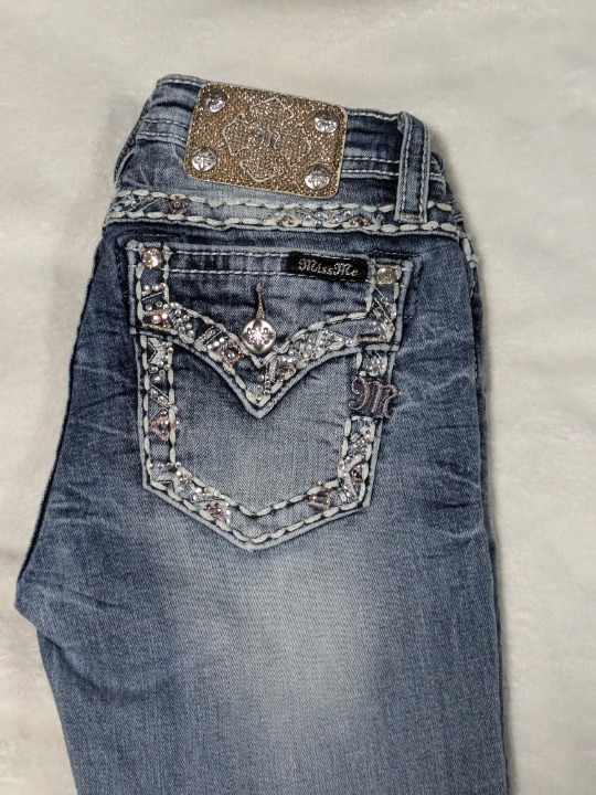 Miss Me Girls Blue Embellished Skinny Jeans Size 16 KE839252