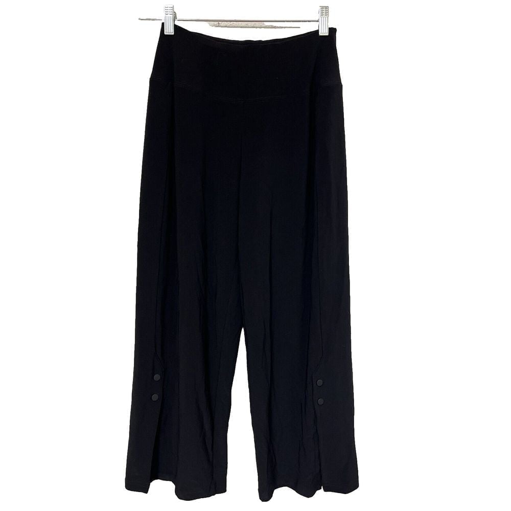 Sympli Pants Women 6 Black High Rise Pull On Wide Leg Cropped Stretch Slinky