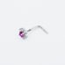 Solid 14kt gold white gold Nose Piercing cute CZ pink gem and crystals 20g NW