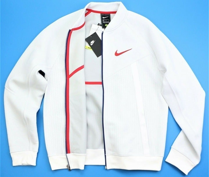 Nike Size Small Sportswear Tech Pack Jacket Man's CW0300-100 White Red Blue Ne