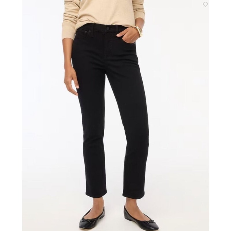 NWT J.Crew Essential Straight Leg Jean in All Day Stretch Black Size 28P Petite
