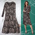 NWT Maggy London Mesh Printed High Neck Long Sleeved Fit Flare A-Line Midi Dress