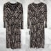 NWT Maggy London Mesh Printed High Neck Long Sleeved Fit Flare A-Line Midi Dress