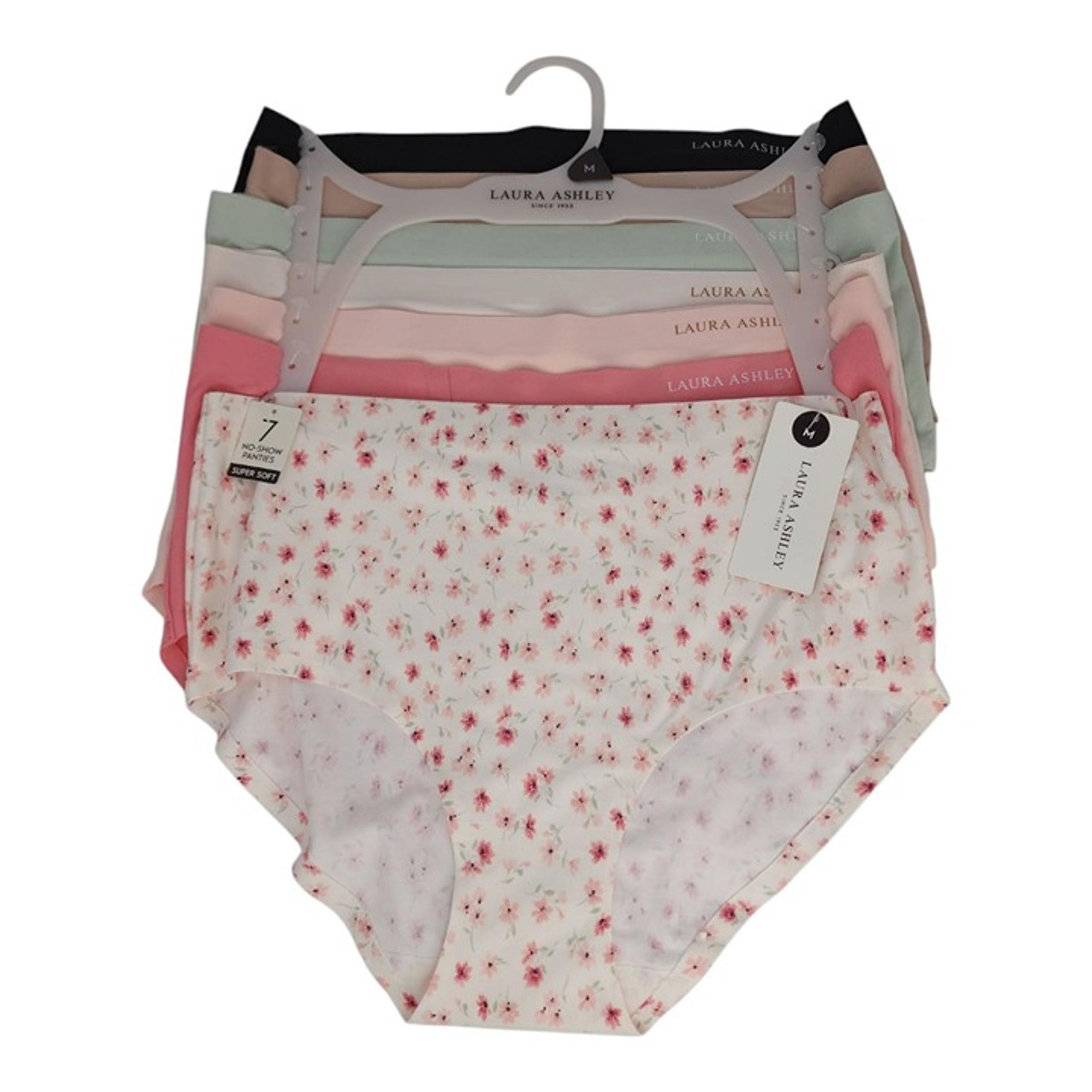 Laura Ashley 7-Pack Medium No-Show Panties Super Soft Floral & Solid Colors