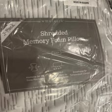 Weekender Shredded Memory Foam Queen Bed Pillow- 2 PACK