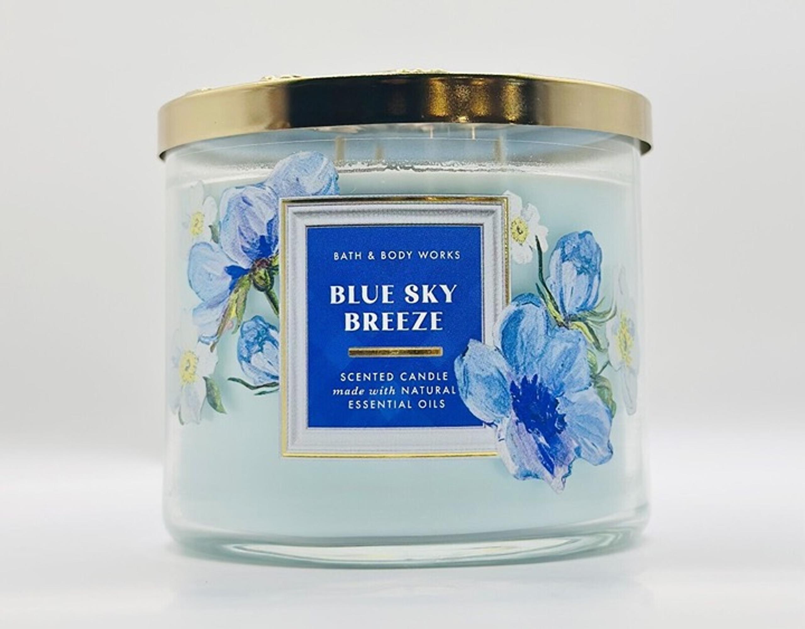 Bath & Body Works Blue Sky Breeze 14.5 oz 3 wick Candle New a21