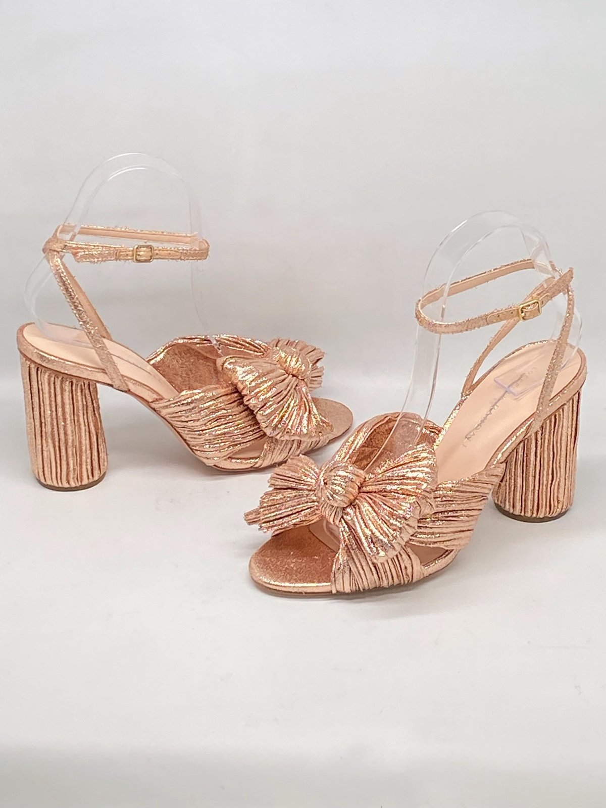 Loeffler Randall Camellia Rose Pleated Bow Heel Sandals size 7