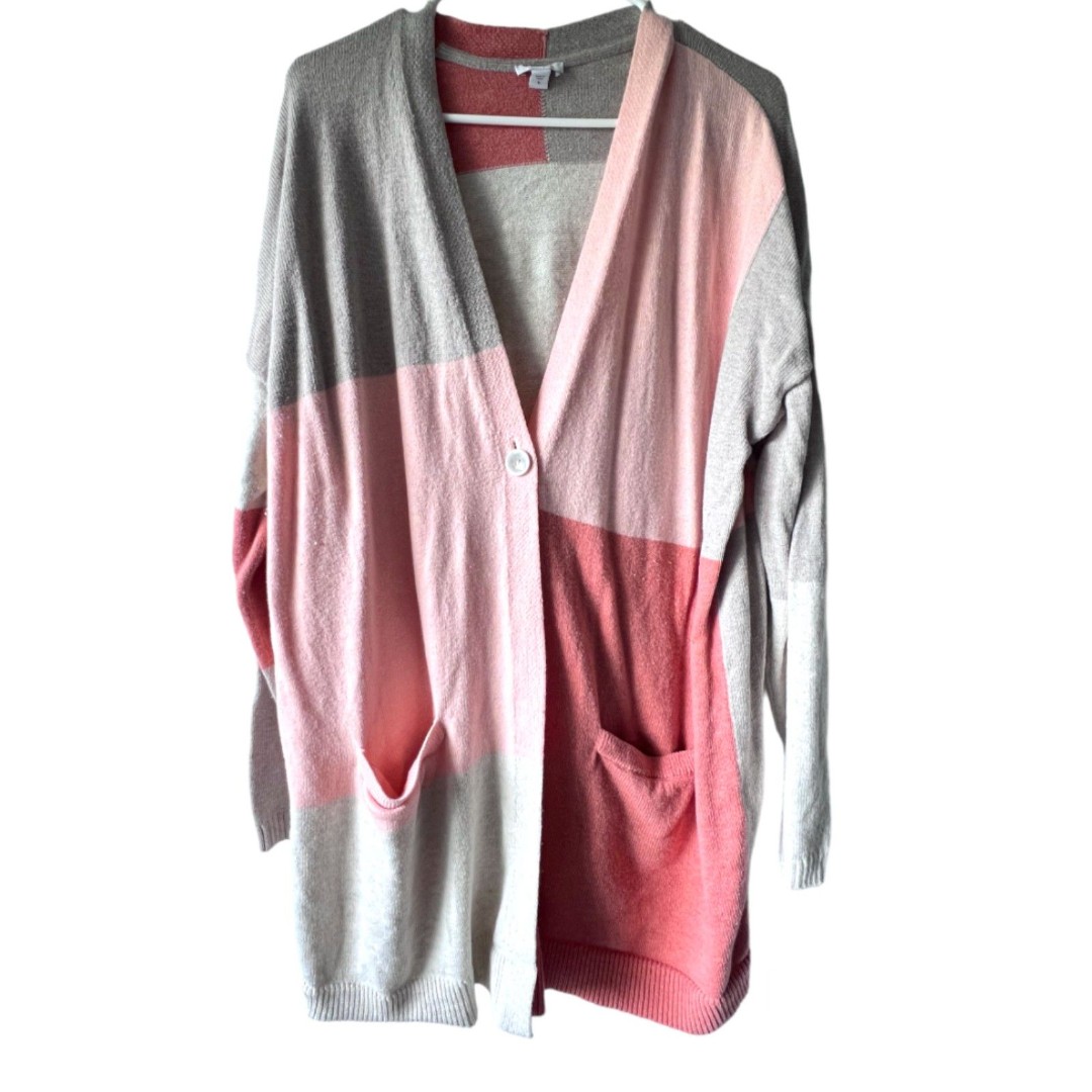 Pure jill Women's Cardigan long sleeve cotton comfortable front pockets Size XL