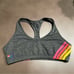 Aviator Nation | WOMEN'S 5 STRIPE SPORTS BRA - CHARCOAL SIZE: MEDIUM