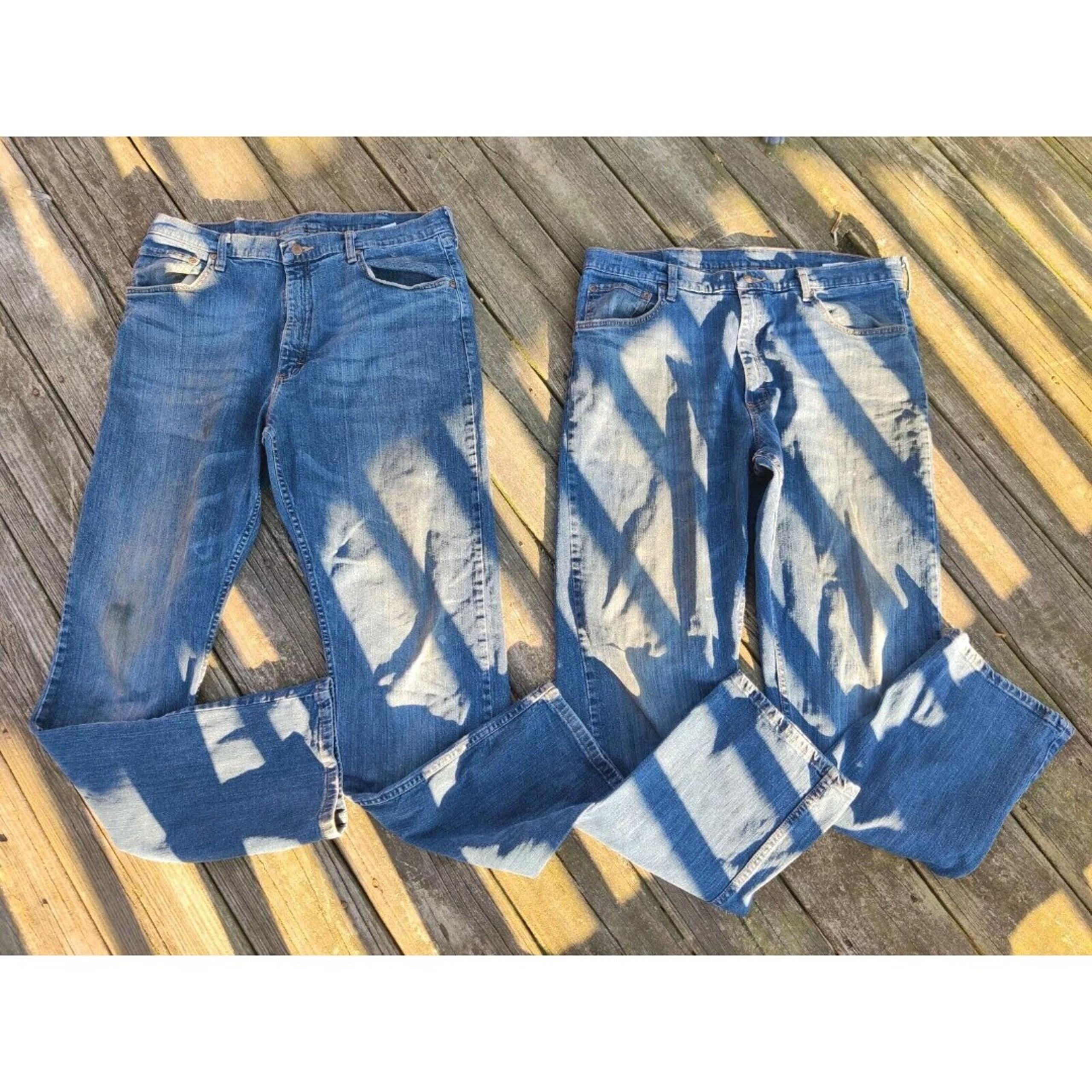 Wrangler Jeans STAINED WORK JEANS Lot Of 2 Mens Size 36×34 Medium Wash