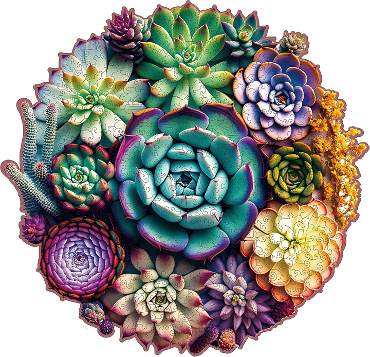 Wooden Jigsaw Puzzles Mandala Succulent Plants, 200 Piece