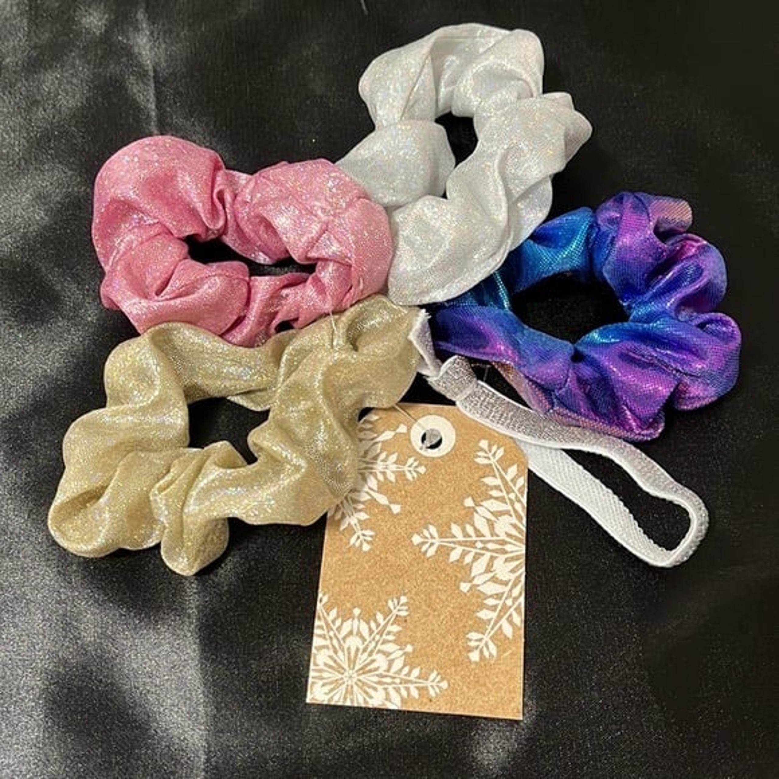 Holographic Glitter Scrunchi Hair Tie Gift Set - 5 Pieces