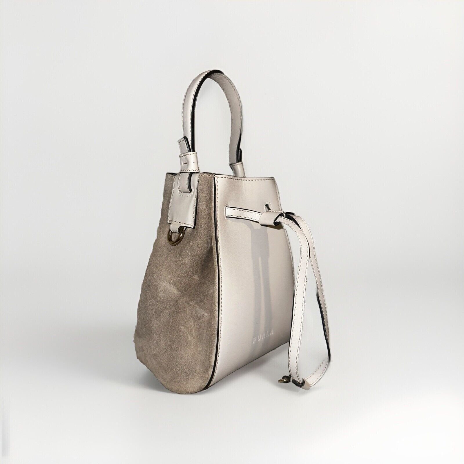 Furla MIASTELLA BUCKET BAG Calf Leather Light/dark Grey WB00353 BX0428 No Strap